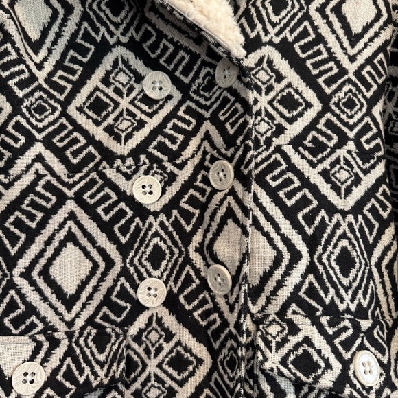 Billabong Geometric Black and White Coat Y2K Boho Hippie M - Picture 4 of 7